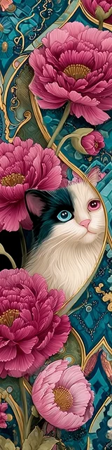 Cat bookmarks featuring a cat with two different eye colors